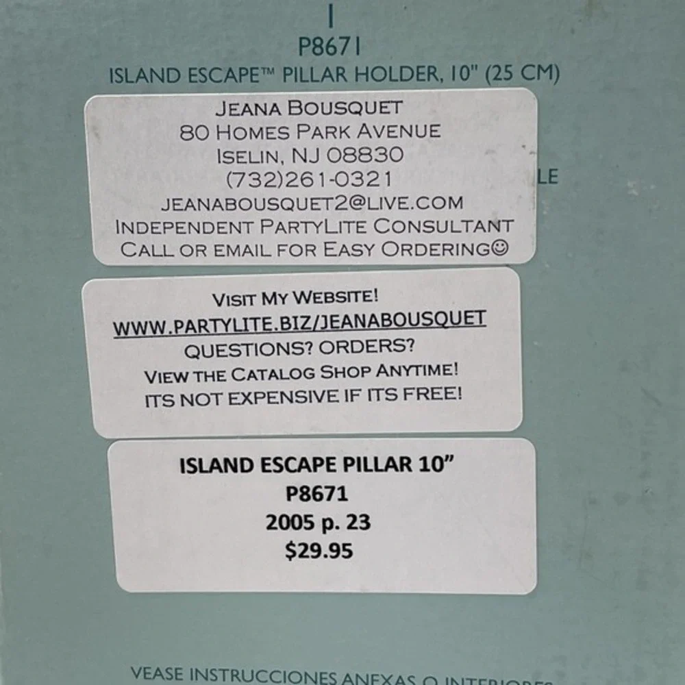 PartyLite Island Escape Pillar Candle Holder New in Box Tropical Coastal‎ Decor